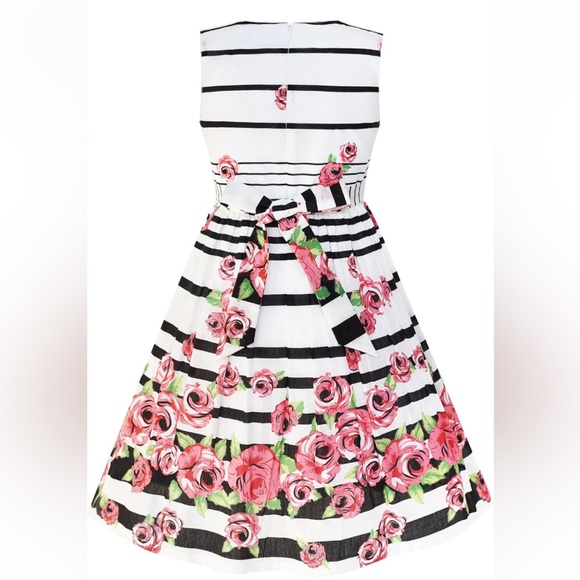 NEW B06 Sunny Fashion floral roses and stripes Girl's Dress - Picture 6 of 10